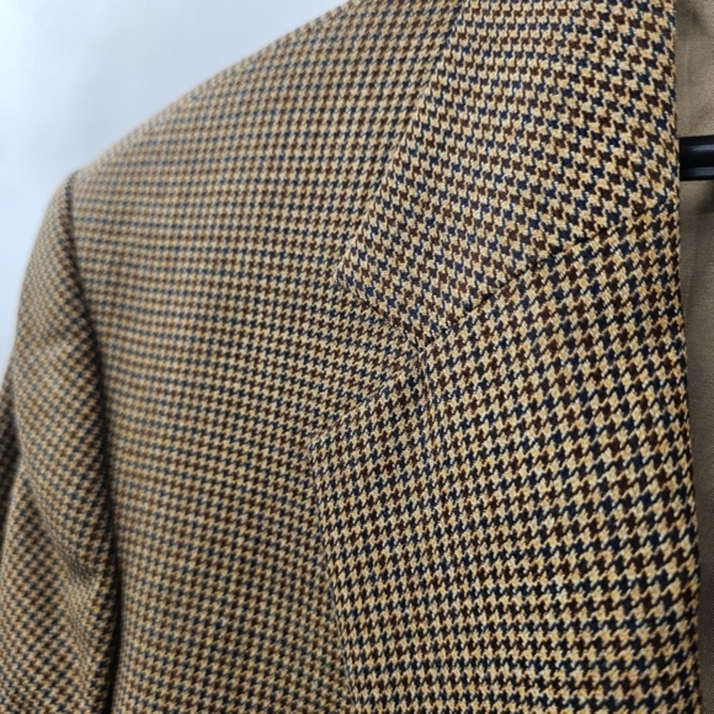 Brooks Brothers Suit Jacket Men's Size 45 M Brown Houndstooth 346 Wool Blazer. - Picture 3 of 10